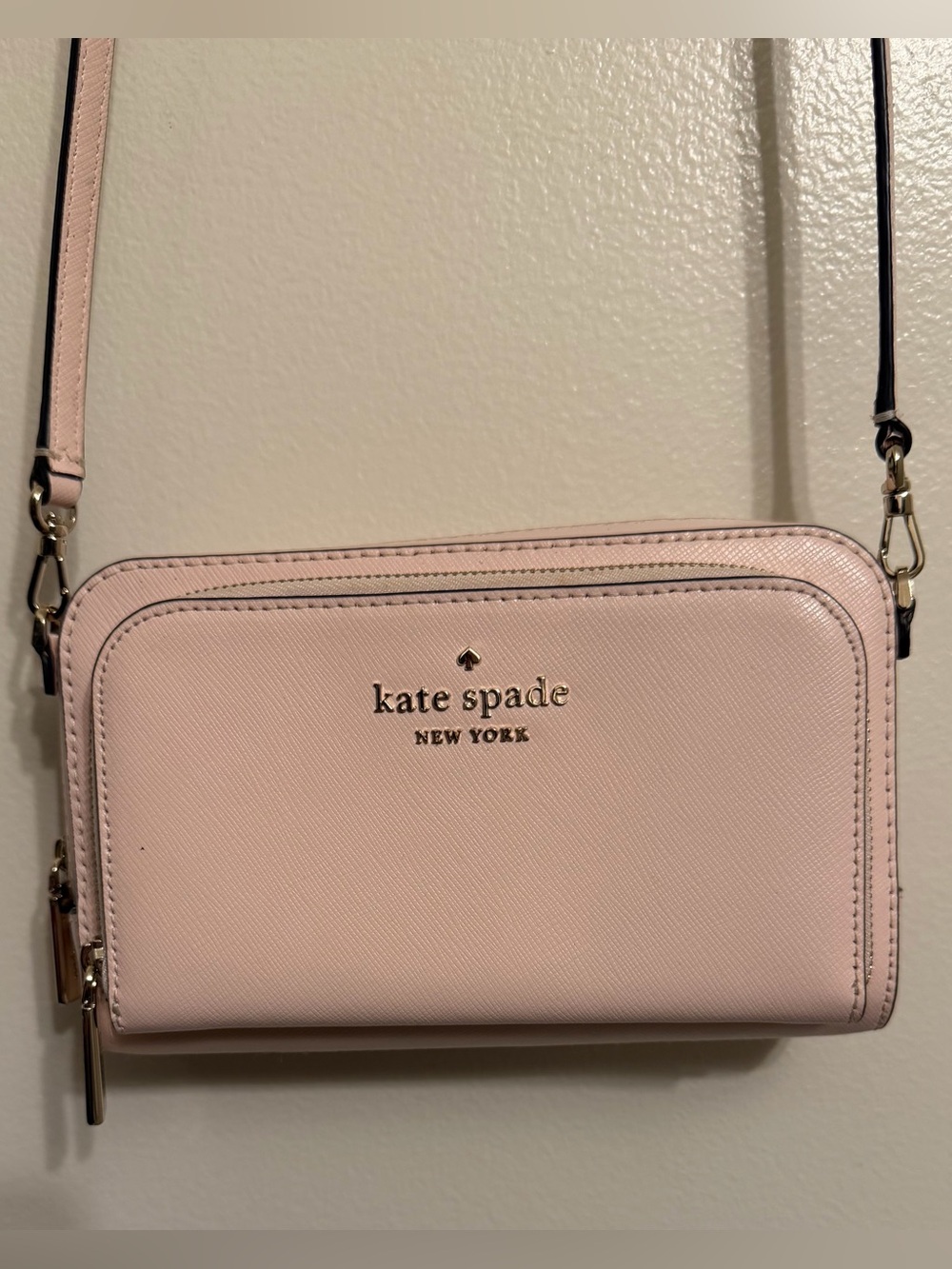 kate spade Blush Pink Saffiano Crossbody Wallet